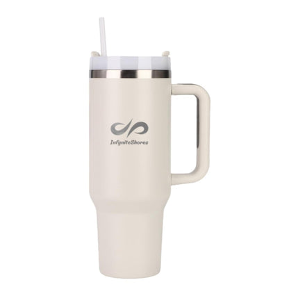 40 oz Insulated Tumbler with Handle & Straw – Stainless Steel, Cup Holder Friendly