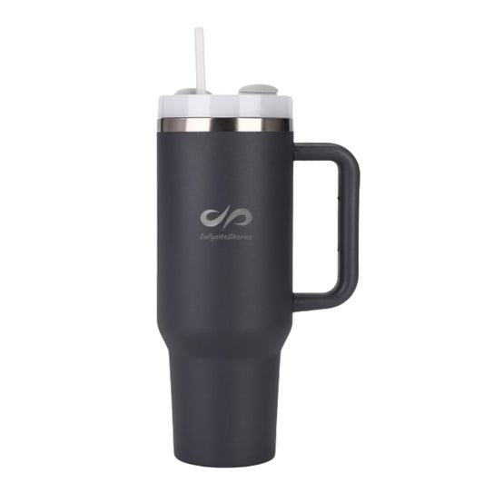 40 oz Insulated Tumbler with Handle & Straw – Stainless Steel, Cup Holder Friendly