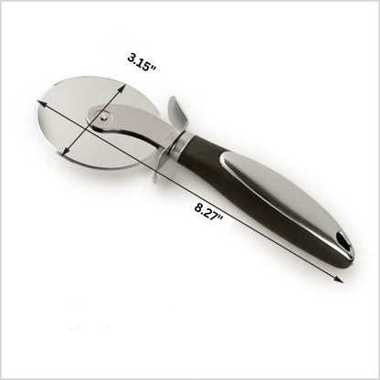 Premium Stainless Steel Pizza Cutter – Multi-Purpose Wheel with Sharp Blade for Pizza, Pies, Dough, Pastry & More – Non-Slip Soft-Touch Handle, Dishwasher Safe.