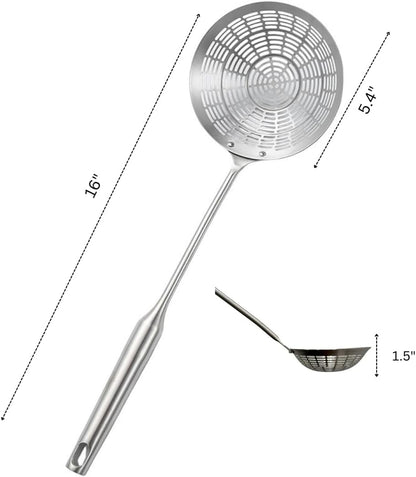Long-handle spider strainer for pasta and noodles
