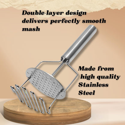 Premium Potato Masher – Double-Layer Stainless Steel Design