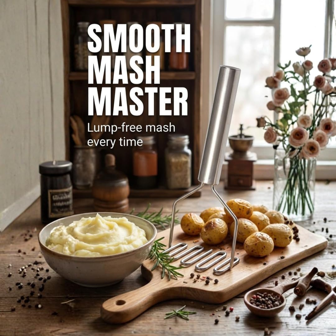 Premium Potato Masher – Double-Layer Stainless Steel Design