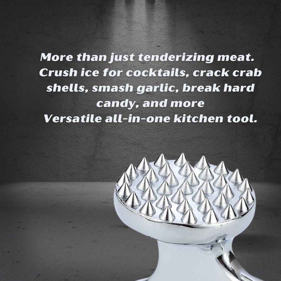 Stainless steel meat mallet for juicier, faster-cooking meat