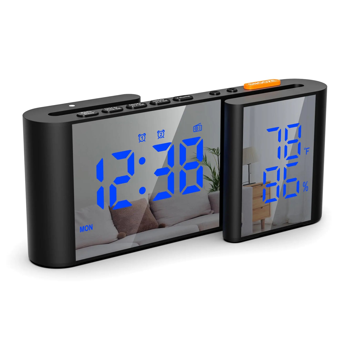 Alarm Clock Radio Digital Alarm Clock for Bedrooms with USB Port Large LED Display with Brightness Dimmer Bedside FM Radio with Sleeper Timer Temperature Adjustable Volume Snooze