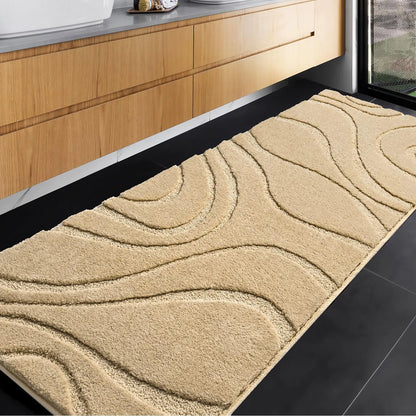 Bathroom Rugs Runner 24 x 72 InchExtra Long Bathroom Rug Non-SlipMachine Washable Bath Mats RugBeige Soft Carpets for Bathroom Shower